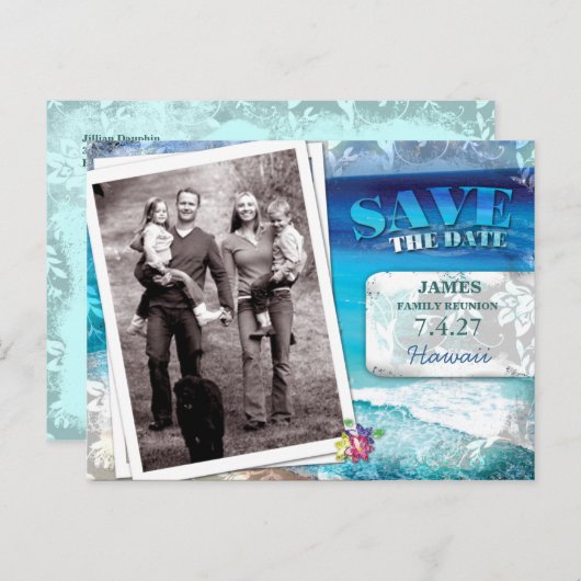 GC | Save the Date Family Reunion- Beach Aankondigingskaart (Voorkant / Achterkant)