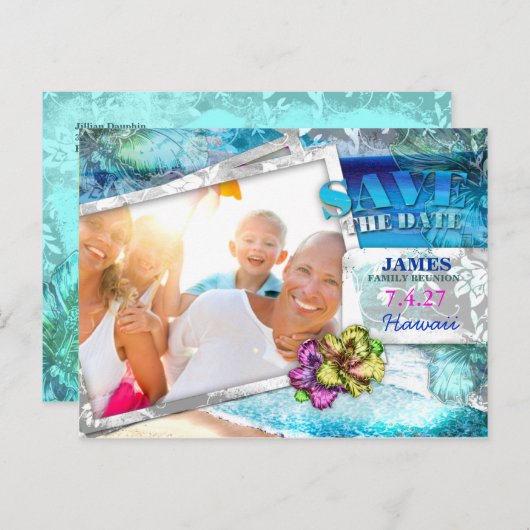GC Save the Date Family Reunion Beach v 2 Aankondigingskaart (Voorkant / Achterkant)