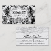 GC Shabby Black & White Damask Visitekaartje (Voorkant / Achterkant)