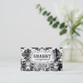 GC Shabby Black & White Damask Visitekaartje (Staand voorkant)