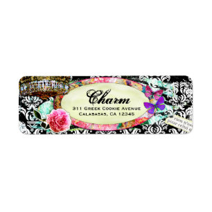 GC Shabby Charm Black Damask Etiket