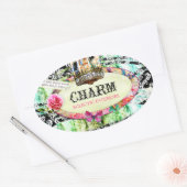 GC | Shabby Charm - Black Damask Ovale Sticker (Envelop)