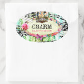 GC | Shabby Charm - Black Damask Ovale Sticker (Tas)
