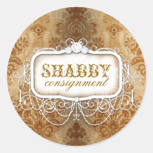 GC Shabby  Gouden Damast Sticker (Voorkant)