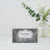 GC Shabby Grey Damask Visitekaartje (Staand voorkant)