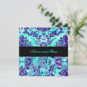 GC | Turquoise en Paarse Damask Kaart (Staand voorkant)