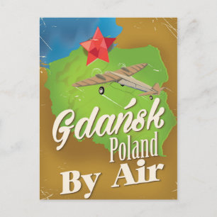 Gdańsk Polen vintage vluchtposter Briefkaart