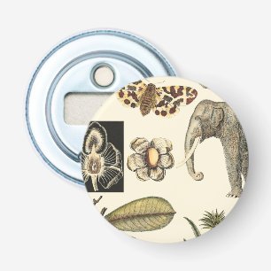 Geabsorbeerde dieren op de achtergrond van crème button flesopener