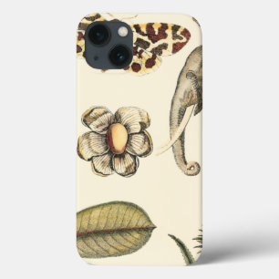 Geabsorbeerde dieren op de achtergrond van crème iPhone 13 hoesje