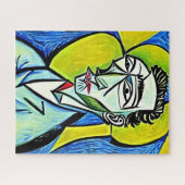 Geabstraheerd Blauw en Geel Man Legpuzzel (Horizontaal)