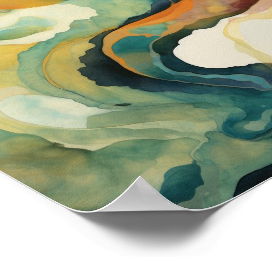 Geabstraheerd landschap in levendige kleuren poster (Hoek)