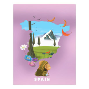 Geadviseerde kaart reisposter Spanje Foto Afdruk