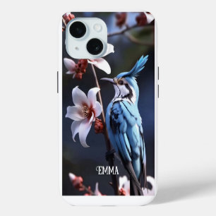 Geai bleu et fleurs nom personnalisé