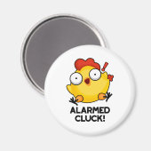 Gealarmeerd door Cluck Funny Chicken Clock Pun Magneet (Voorkant / Achterkant)