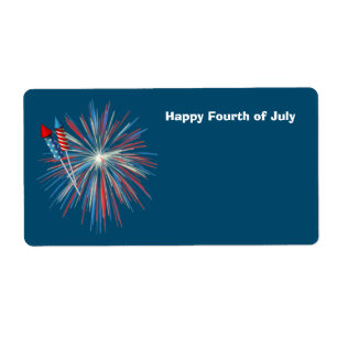 Geanimeerd 4 juli vuurwerk en raketten etiket