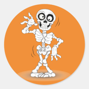 Geanimeerd Halloween Skeleton Ronde Sticker