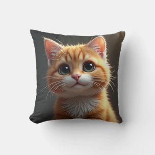 Geanimeerd kattenkussen met uitpuilende wangen kussen