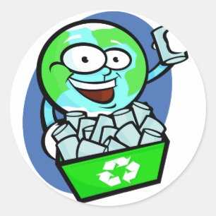 Geanimeerd recyclen van de aarde ronde sticker