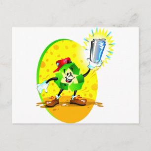 Geanimeerd recyclingsymbool met aluminium blik briefkaart