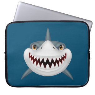 Geanimeerd Scary Shark Face Laptop Sleeve