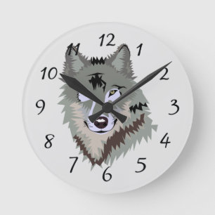 Geanimeerd Wolf Gezicht Ronde Klok