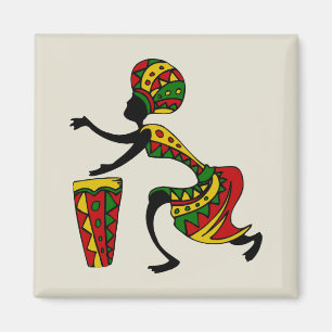 Geanimeerde Afrikaanse Drummer Magnet Magneet