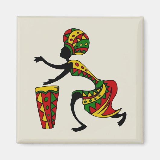 Geanimeerde Afrikaanse Drummer Magnet Magneet (Voorkant)