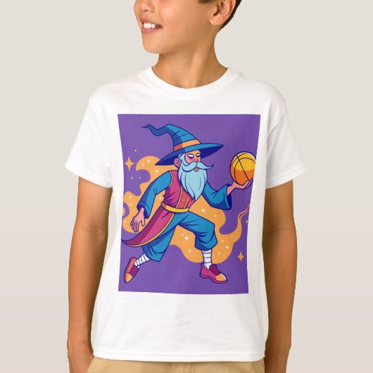 Geanimeerde Basketbal Wizard (Kinder) T-shirt (Voorkant)