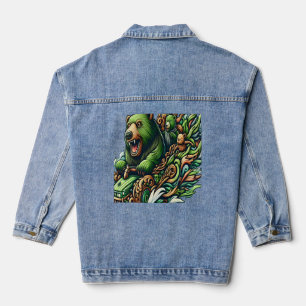 Geanimeerde Beren Rijden op een groene auto Denim Jacket
