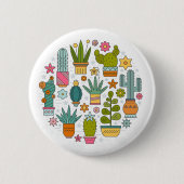 Geanimeerde cactus-planten ronde button 5,7 cm (Voorkant)