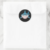 Geanimeerde gemiddelde haai ronde sticker (Tas)