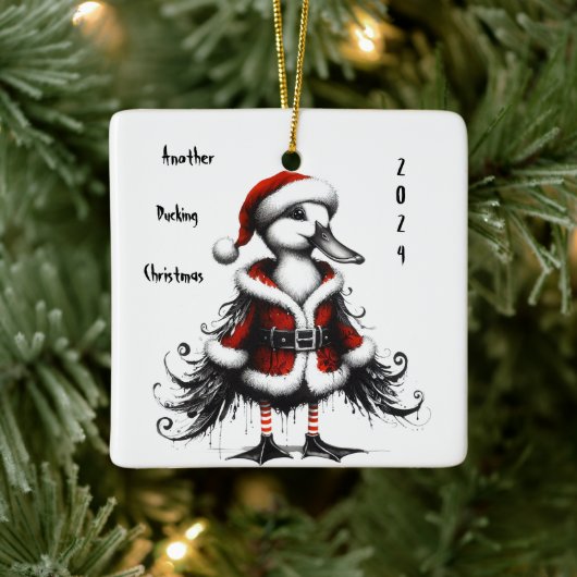 Geanimeerde gotische eend boomornament keramisch ornament (Boom)