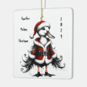 Geanimeerde gotische eend boomornament keramisch ornament (Links)