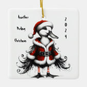Geanimeerde gotische eend boomornament keramisch ornament (Voorkant)