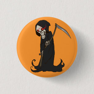 Geanimeerde grim Reaper Ronde Button 3,2 Cm