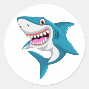 Geanimeerde haai ronde sticker
