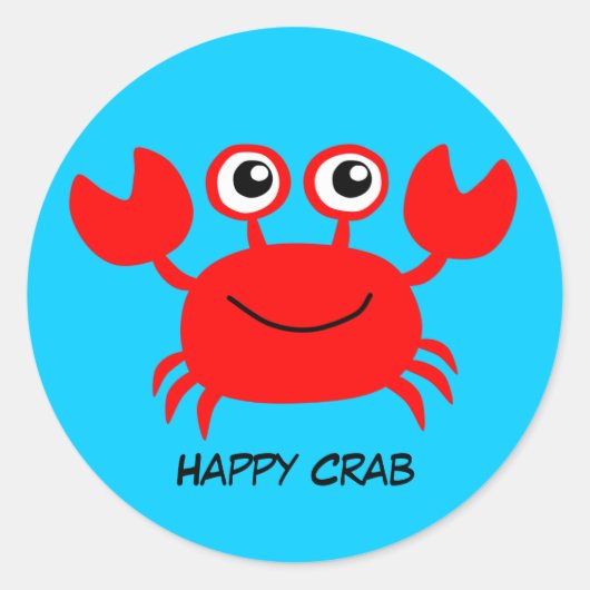 Geanimeerde Happy Crab Ronde Sticker (Voorkant)