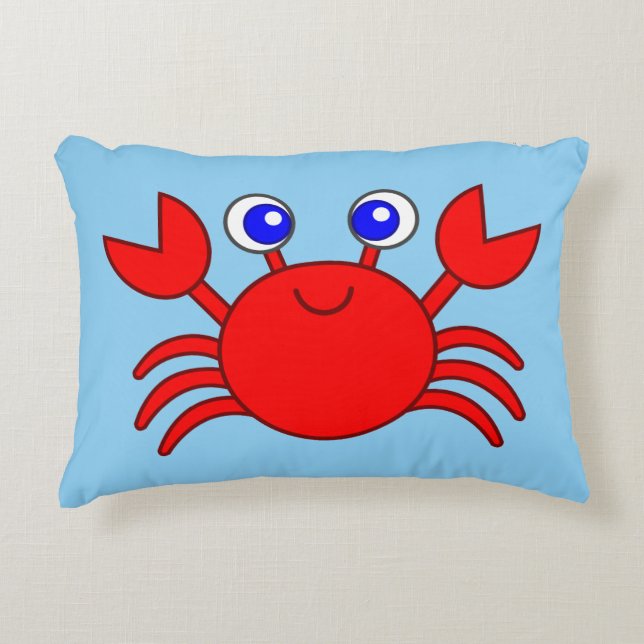 Geanimeerde Happy Red Crab Accent Kussen (Voorkant)