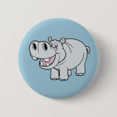 Geanimeerde Hippo-Button Ronde Button 5,7 Cm (Voorkant)