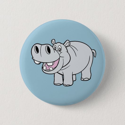 Geanimeerde Hippo-Button Ronde Button 5,7 Cm (Voorkant)