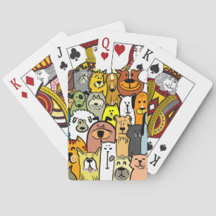 Geanimeerde illustraties van honden en katten speelkaarten