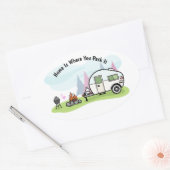 Geanimeerde kampeerwagen ovale sticker (Envelop)