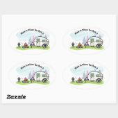 Geanimeerde kampeerwagen ovale sticker (Vel)