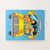 Geanimeerde kinderen in schoolbus legpuzzel (Horizontaal)
