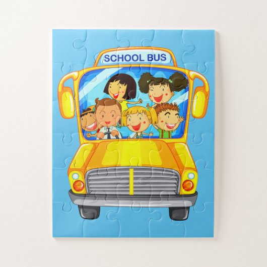 Geanimeerde kinderen in schoolbus legpuzzel (Verticaal)