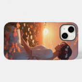 Geanimeerde Meisje in Wit Zittend in een Bloemenge Case-Mate iPhone Case (Achterkant (horizontaal))