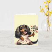 Geanimeerde Moederdag Dachshund Kaart (Gele Bloem)