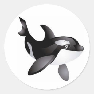 Geanimeerde Orka Whale ronde stok Sticker