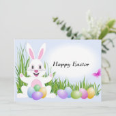 Geanimeerde Pasen Bunny Custom Uitnodiging (Staand voorkant)