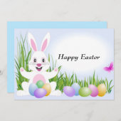 Geanimeerde Pasen Bunny Custom Uitnodiging (Voorkant / Achterkant)